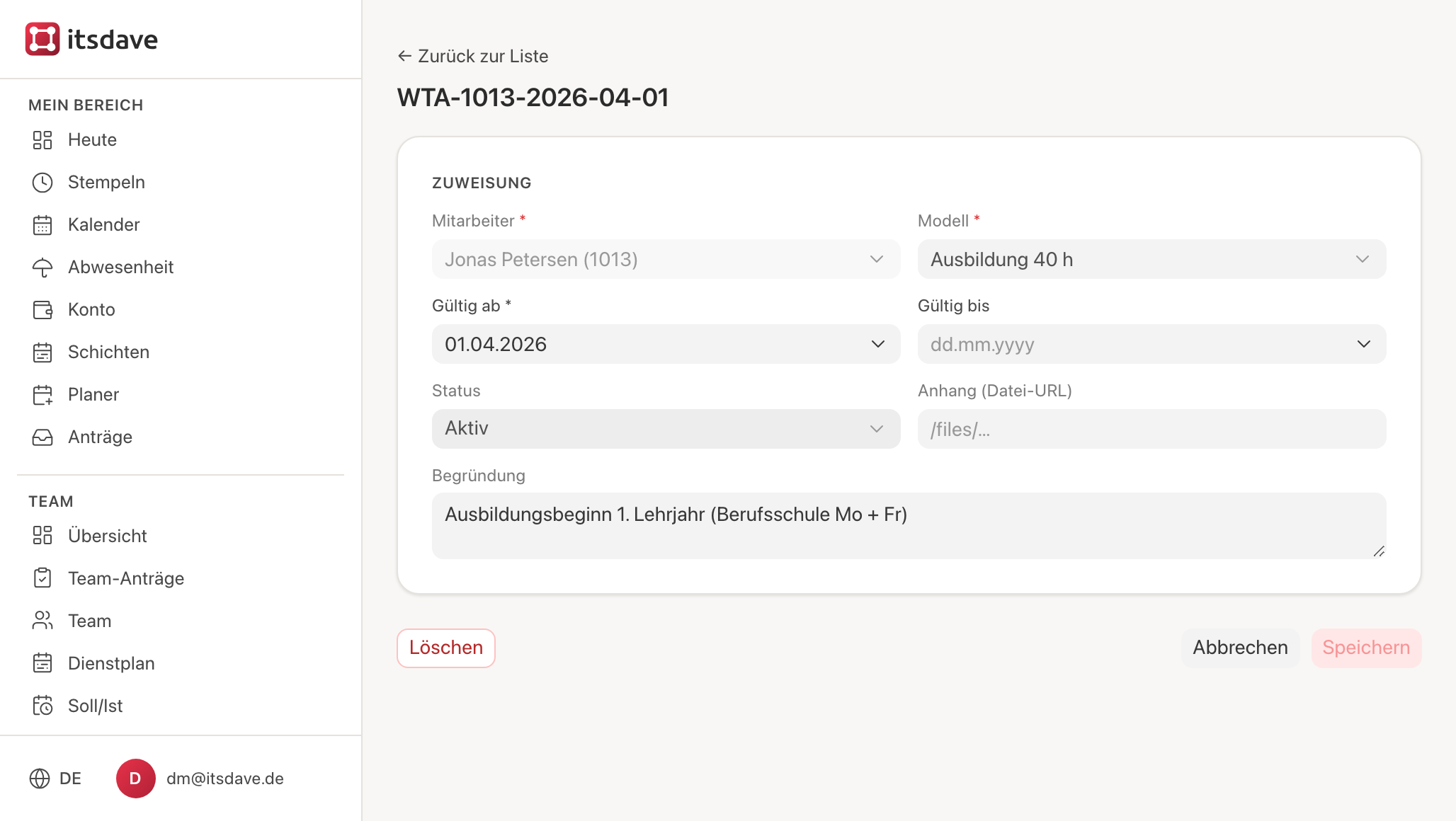 Modellzuweisung ab 01.04.2026