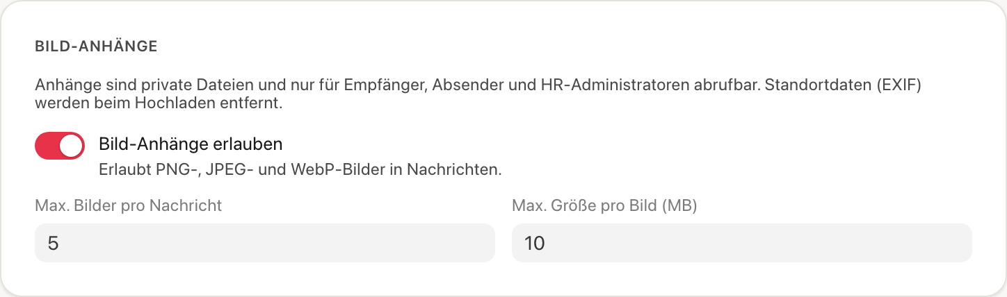 Einstellungen, Abschnitt Bild-Anhänge