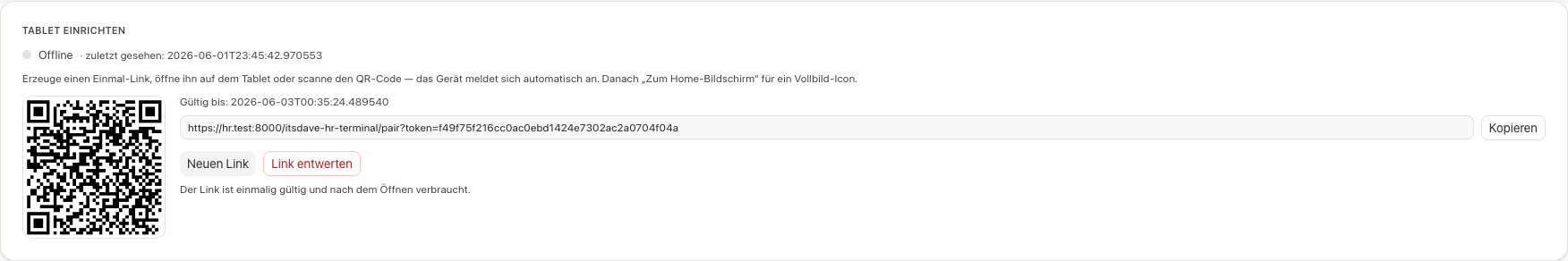 Pairing-Link mit QR-Code