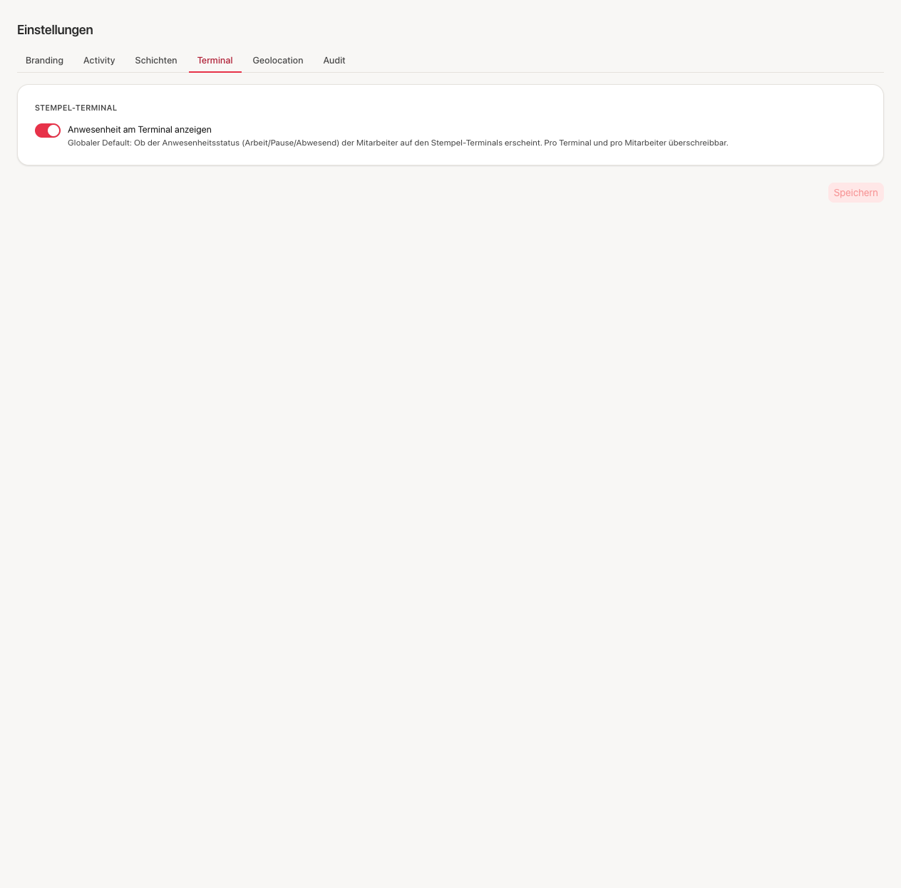 Globale Einstellung im Terminal-Tab